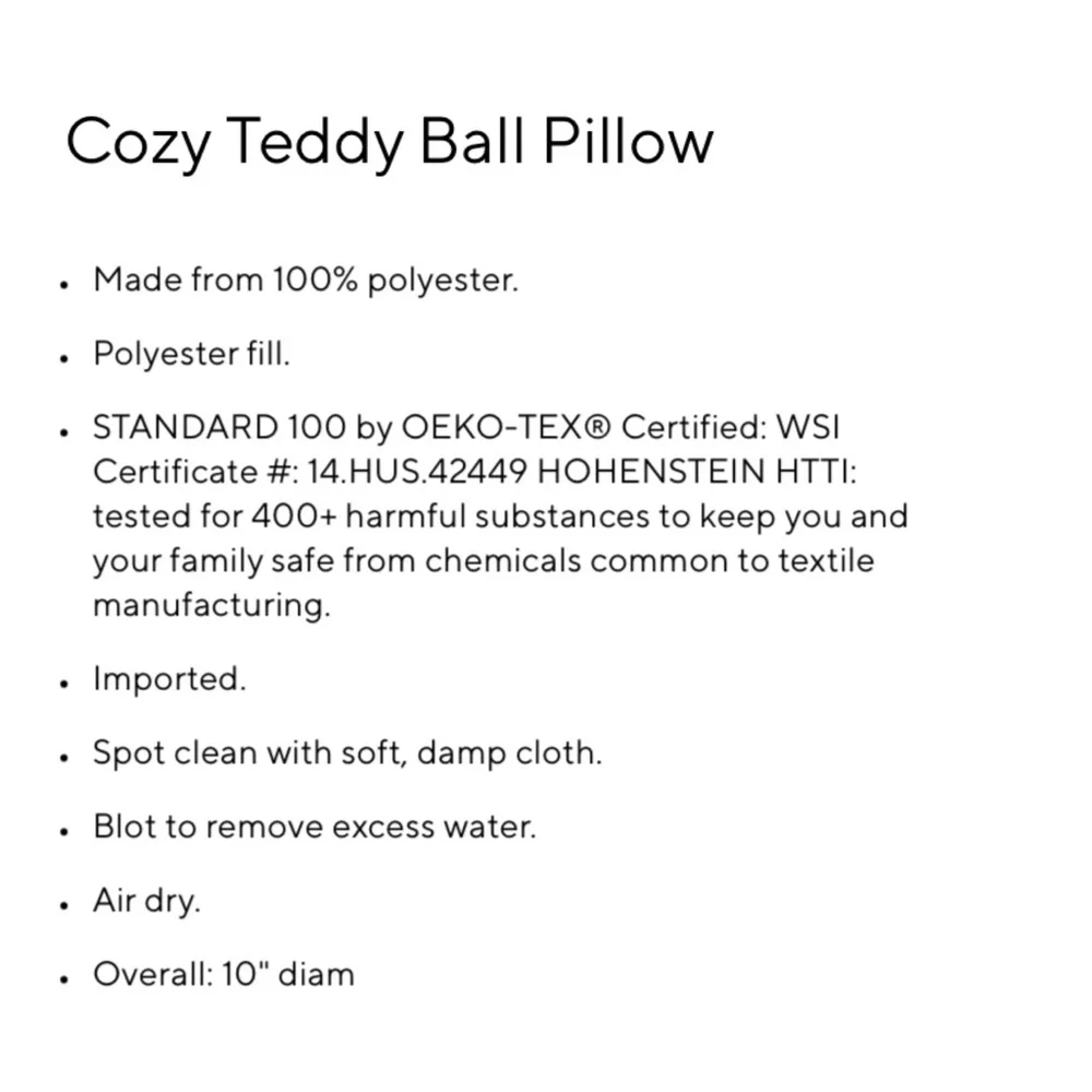 Pottery Barn Cozy Teddy Ball Pillow- Tobacco